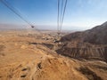 Masada Hill and the Dead Sea seen from the cable car Royalty Free Stock Photo