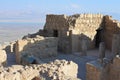 Ancient  ruins in Masada fortress in holy and Israel Royalty Free Stock Photo