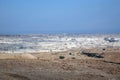 Waterless landscape of the Judea desert, view from Masada towards the Dead Sea, Israel Royalty Free Stock Photo