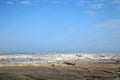 Waterless landscape of the Judea desert, view from Masada towards the Dead Sea, Israel Royalty Free Stock Photo