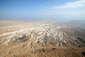 Waterless landscape of the Judea desert, view from Masada towards the Dead Sea, Israel Royalty Free Stock Photo