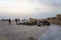 Masada, Israel. 23 October 2018: Group soldiers of the Infantry of the Israeli Army on maneuvers in the fortress of Masada to