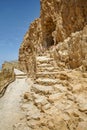 Masada ruins new stairs in southern Judean Desert in Israel Royalty Free Stock Photo