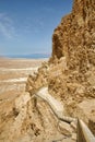 Masada ruins new stairs in southern Judean Desert in Israel Royalty Free Stock Photo