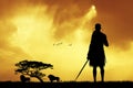 Masai in African landscape