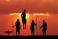 Masai dance at sunset