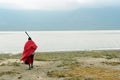 Masai in front of Empakai lake