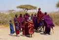 Masai jumping high while performing a ritual dance