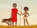 Masai man and African woman