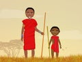 Masai man and child