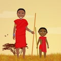 Masai man and child