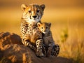 Ai Generated illustration Wildlife Concept of Masai Mara Cheetahs Royalty Free Stock Photo