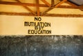 Masai-Mara tribe, Kenya - January 18, 2019: Blackboard texture background in the Masai-MaraÃ¢â¬â¢s school with slogan of school.