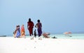 Masai and muslim people at the beach, Zanzibar