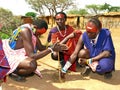 Masai people making fire Royalty Free Stock Photo