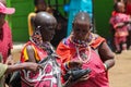 Masai tribe traditional dressed women in Africa street