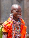 Masai tribe traditional dressed young woman in Africa
