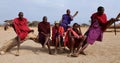 Masai tribesmen relaxing