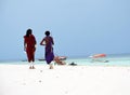 Masai walking at the beach, Zanzibar