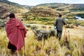Masai walking in the Ngorongoro conservation area