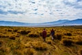 Masai walking in the Ngorongoro conservation area