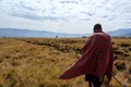 Masai walking in the Ngorongoro conservation area