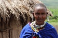 Masai Woman wearing her traditional dress and accessories