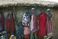 Masai women in front of hutt Royalty Free Stock Photo