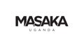 Masaka in the Uganda emblem. The design features a geometric style, vector illustration with bold typography in a modern font. The Royalty Free Stock Photo