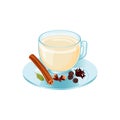 Masala Chai cup. Isolated vector object on white background. Hot drink in cartoon style. Hand drawn. Royalty Free Stock Photo