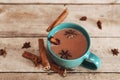 Masala chai with spices. Cinnamon Stick, Thai Cardamom, Ginger, Clove, Star Anise, Black Peppercorns, Fennel Seeds, Black Tea