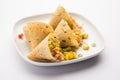 Masala Corn chat in papad cone, indian crunchy snack menu