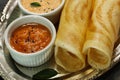 Masala Dosa with chutney, Indian breakfast Royalty Free Stock Photo