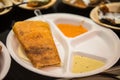 Masala dosa in a plate, south indian dish, food concept