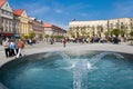 Masaryk square, functionalist building by arch. J. Gocar, historical town Hradec Kralove, Czech republic