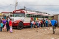MASAYA, NICARAGUA - APRIL 30, 2016: Local buse called chicken bus at the bus terminal in Masaya town, Nicarag Royalty Free Stock Photo