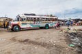 MASAYA, NICARAGUA - APRIL 30, 2016: Local buses called chicken bus at the bus terminal in Masaya town, Nicarag Royalty Free Stock Photo