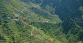 Masca Gorge or Barranco de Maska from the peak of the mountain peak. Tenerife. Rocky mountains in the foreground Royalty Free Stock Photo