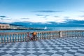 Mascagni terrace and sea in Livorno. Tuscany - Italy.