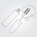 Mascara and brush for mascara. Decorative cosmetics. Outline drawing for design blog, magazine, article, beauty, department of Royalty Free Stock Photo