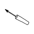 Mascara in the Doodle style illustration.Round mascara brush.Black and white image.Products for makeup and beauty.Women s care Royalty Free Stock Photo