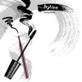 Mascara eyeliner and brush stroke vector, beauty and cosmetic background. Vector