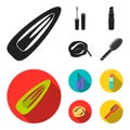 Mascara, hairbrush, lipstick, eyebrow pencil,Makeup set collection icons in black,flat style vector symbol stock