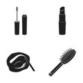 Mascara, hairbrush, lipstick, eyebrow pencil,Makeup set collection icons in black style vector symbol stock illustration