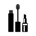 Mascara and lipstick icons. Vector illustration