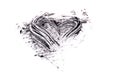 Mascara stroke in shape of heart on white background Royalty Free Stock Photo