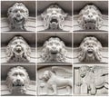 Mascaron ornament and Venetian lion; Bergamo Royalty Free Stock Photo