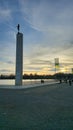 Maschsee hannover torchbearer column at beautiful colorful sunset