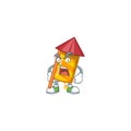 Mascot of angry yellow stripes fireworks rocket cartoon character design