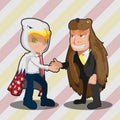 Mascot Business Man Eagle Bear Shake Hand Royalty Free Stock Photo